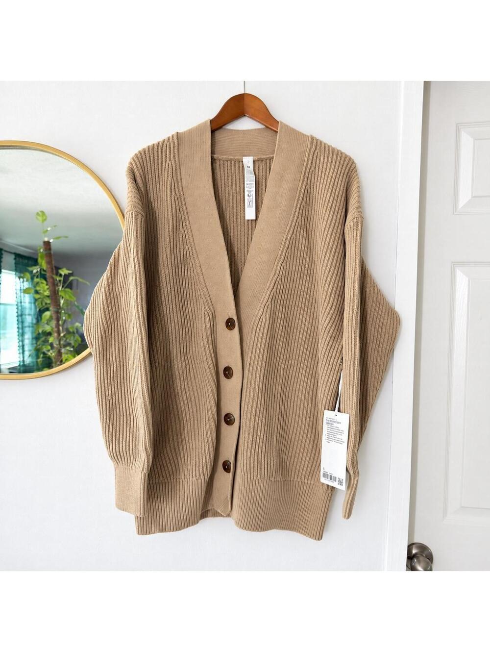 Lululemon Knit Button-Front Cardigan Women’s Small Neutral Beige Chunky